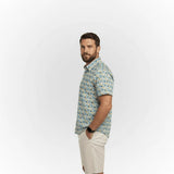 Chemisette mosaïque bleue pour Hommes BACK to LEGEND (vue de profil)