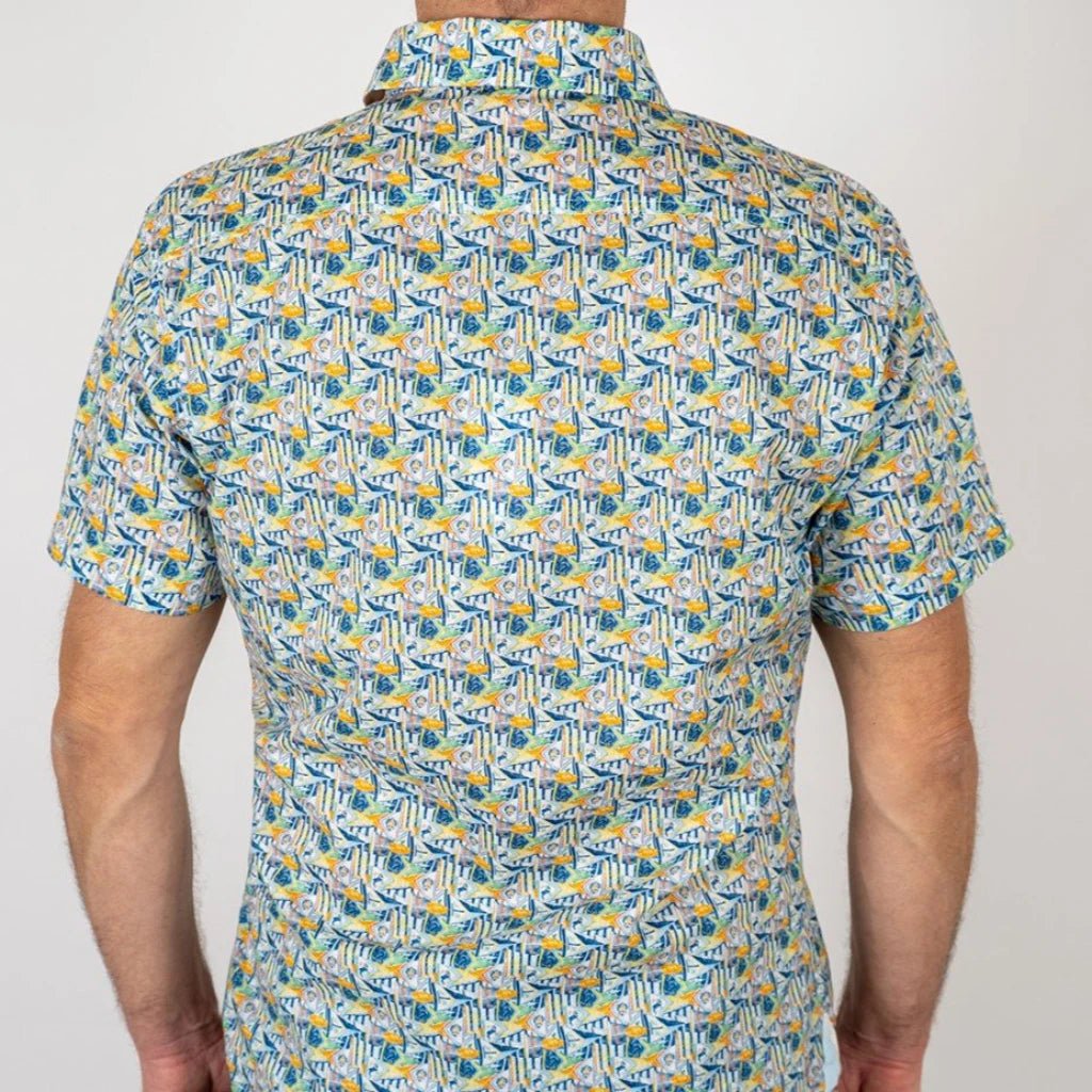 Chemisette mosaïque bleue pour Hommes BACK to LEGEND (vue de dos)