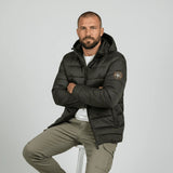 Doudoune à capuche noire doublure camouflage pour homme BACK TO LEGEND