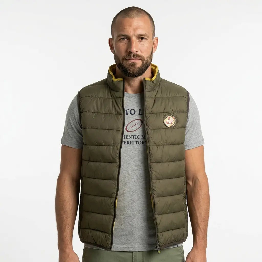 Doudoune sans manches kaki pour homme BACK TO LEGEND