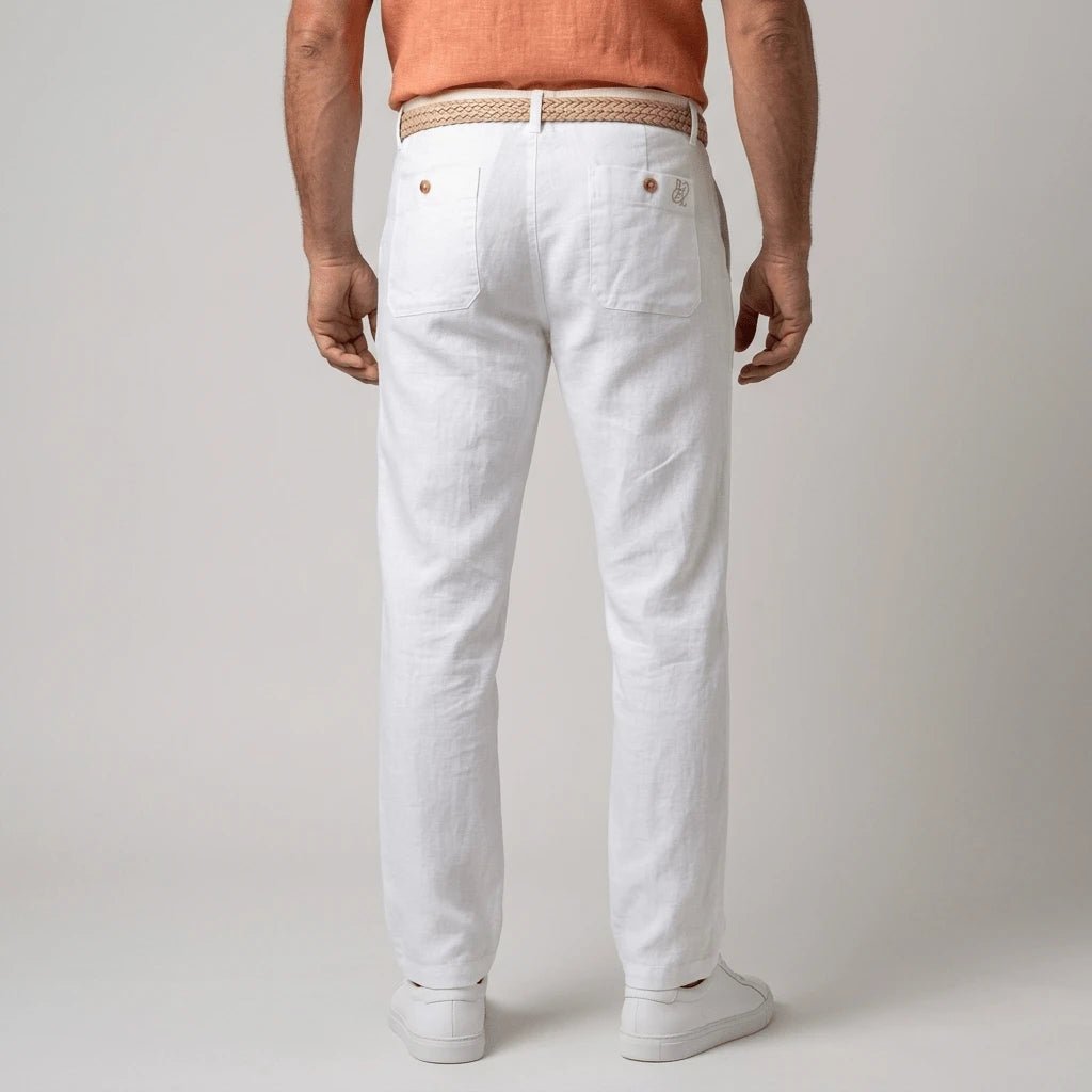 Pantalon blanc 100% lin pour homme BACK TO LEGEND 