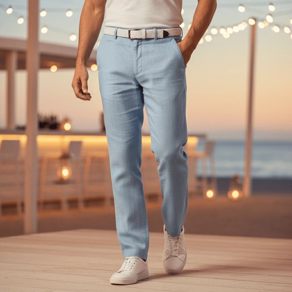 Pantalon chino bleu clair en lin pour Homme Blacks Legend