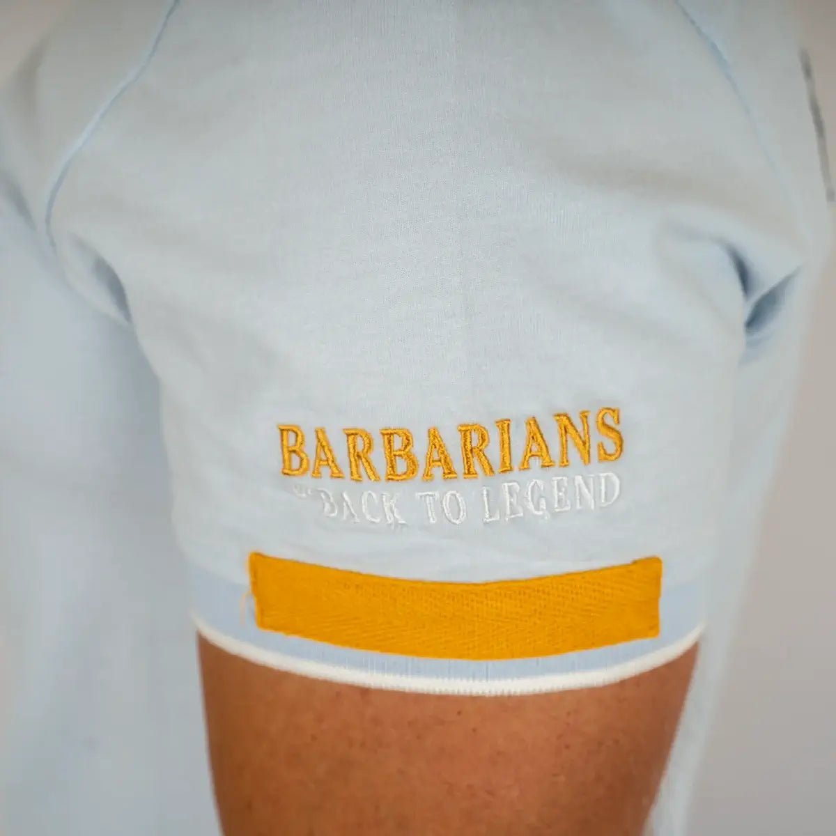 Polo Barbarians bleu clair ARGENTINE (zoom manche gauche)