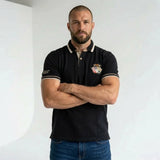 Polo Barbarians noir multi badge col contrasté BACK TO LEGEND