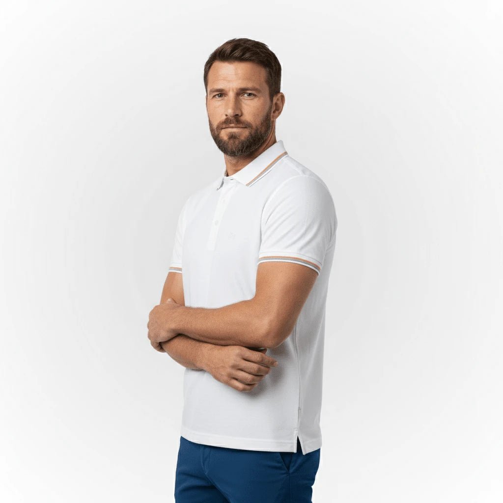 Polo blanc mercerisé pour Homme BACK TO LEGEND