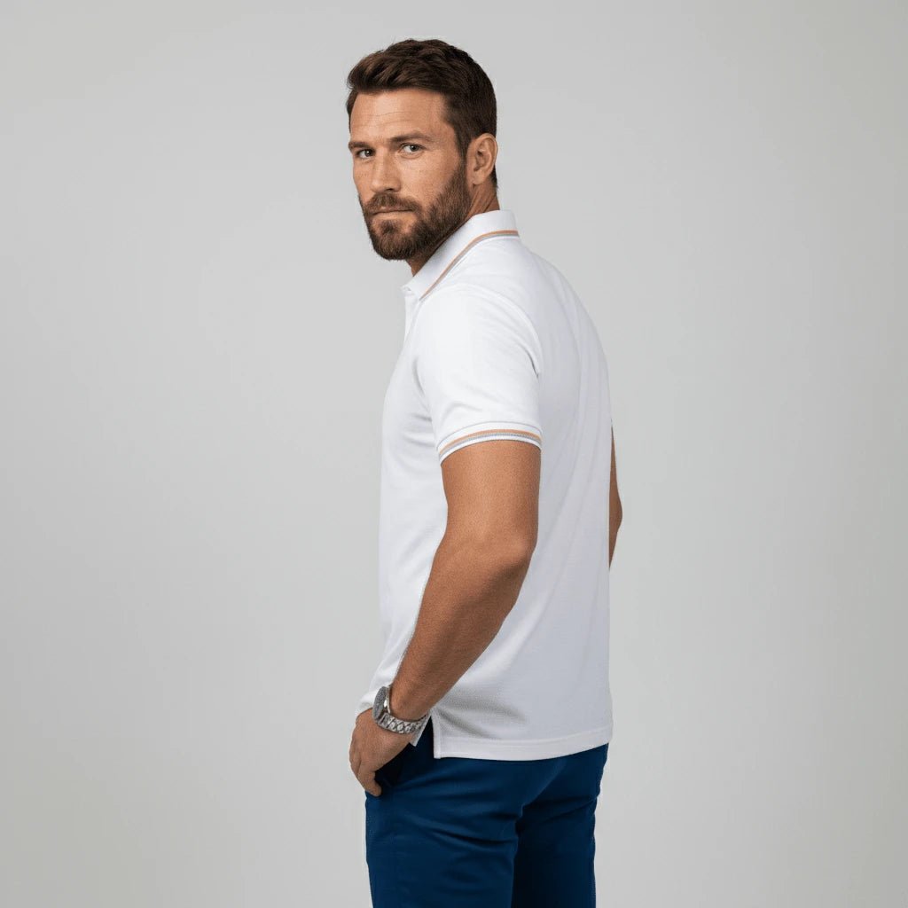 Polo blanc mercerisé pour Homme BACK TO LEGEND (vue de dos)