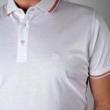 Polo blanc mercerisé pour Homme BACK TO LEGEND (zoom poitrine)