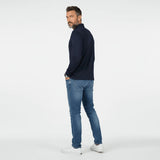 Polo homme bleu marine à manches longues 100% coton mercerisé (vue de dos)