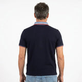 Polo homme BACK TO LEGEND bleu marine toucher peau de pêche