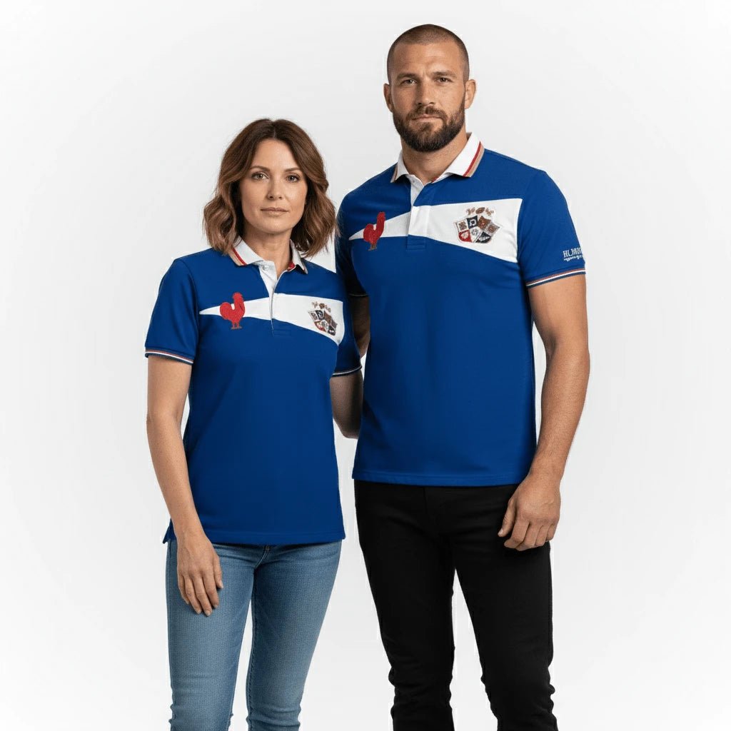 Polo bleu roi Barbarians pour femme BACK TO LEGEND (vue en couple)