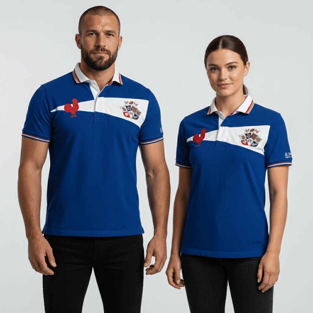Polo bleu roi Barbarians pour femme BACK TO LEGEND (vue en couple)