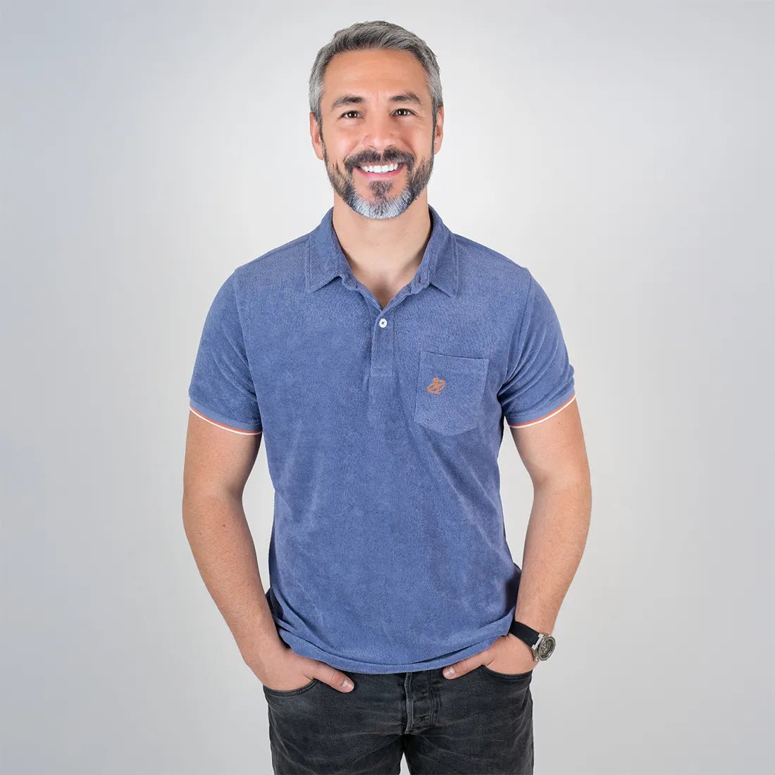 Polo bleu en tissu éponge pour Homme - Blacks Legend
