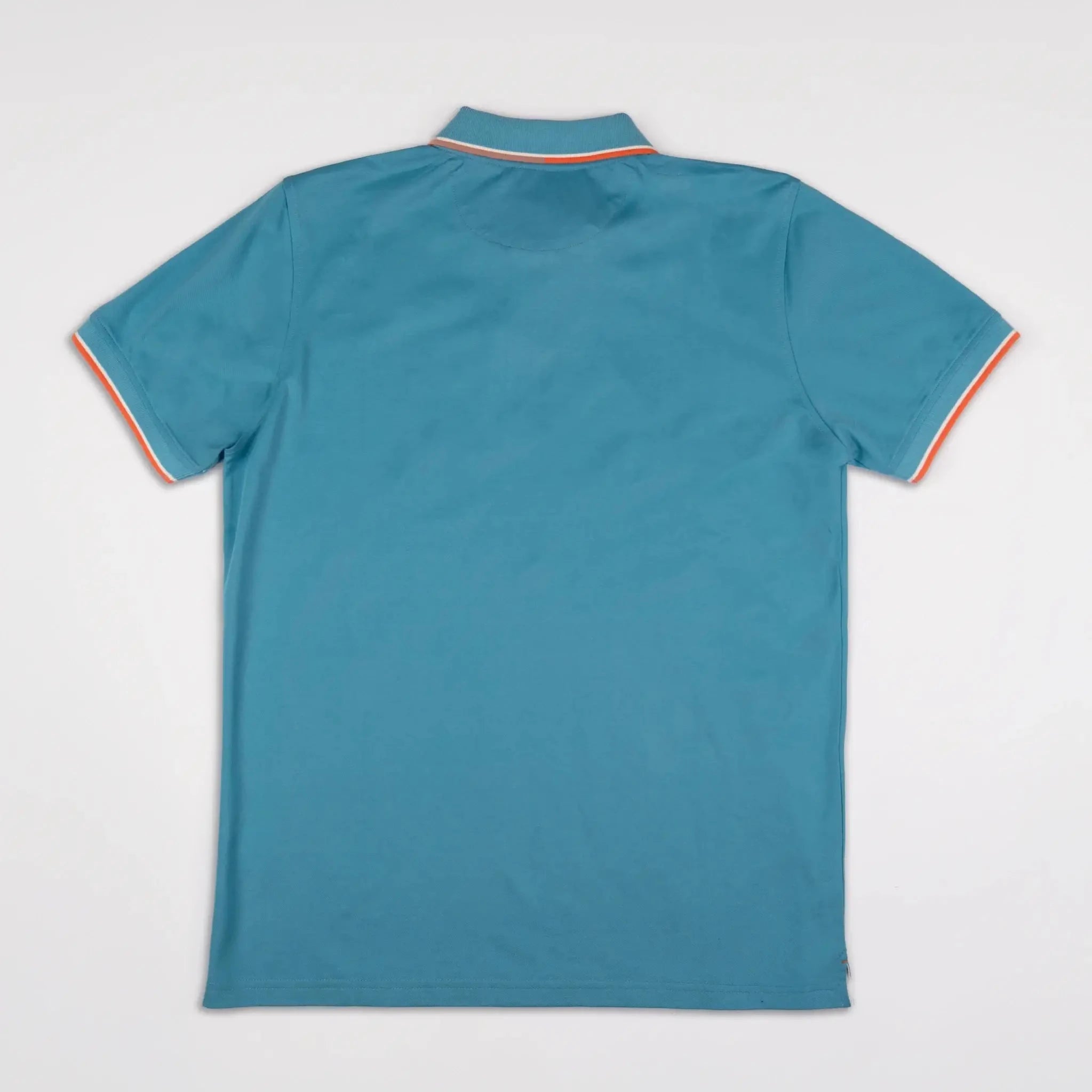 Polo homme bleu turquoise au col rayé contrasté BACK to LEGEND (vue de dos)
