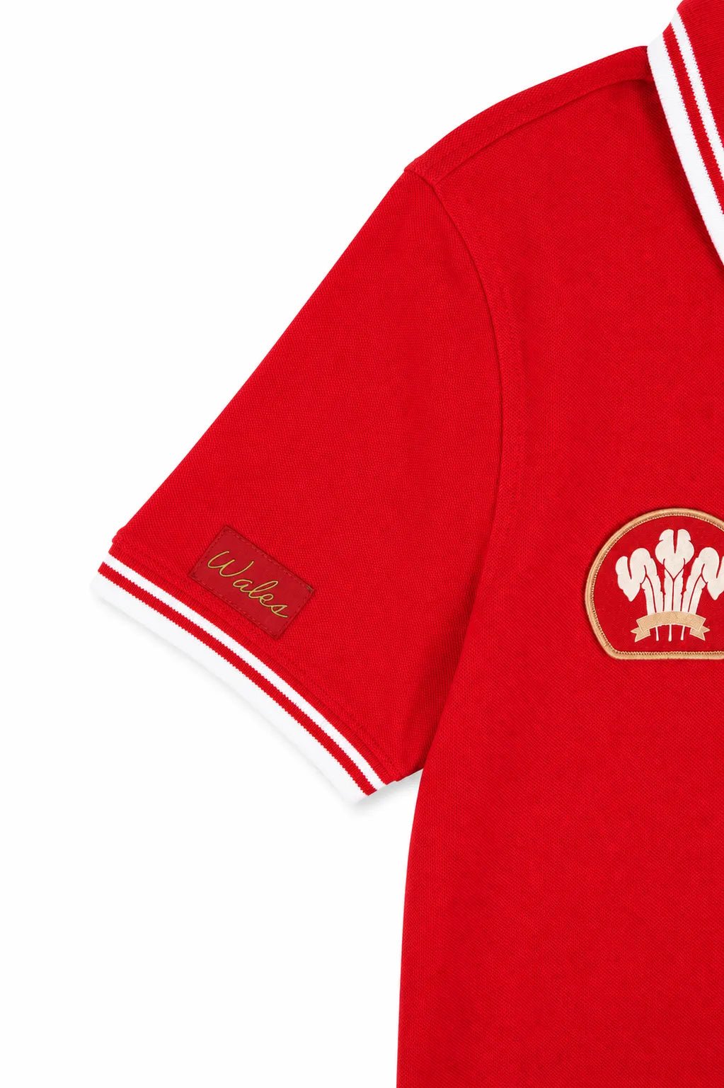Polo rouge à manches courtes Barbarians pour femme (zoom manche)