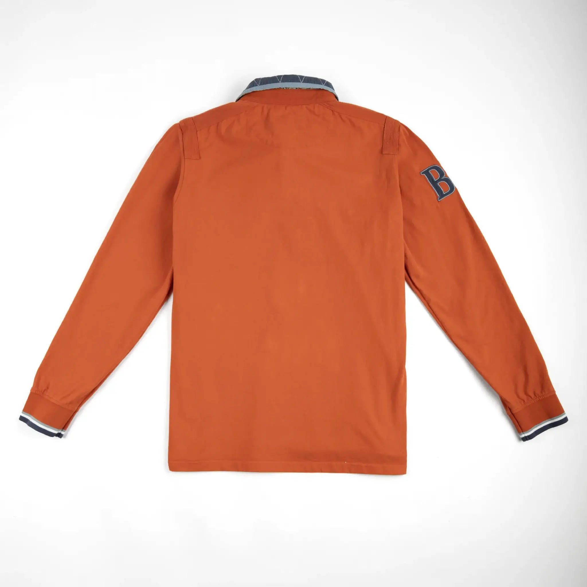 Polo orange à manches longues toucher peau de pêche BACK TO LEGEND (vêtement à plat de dos)
