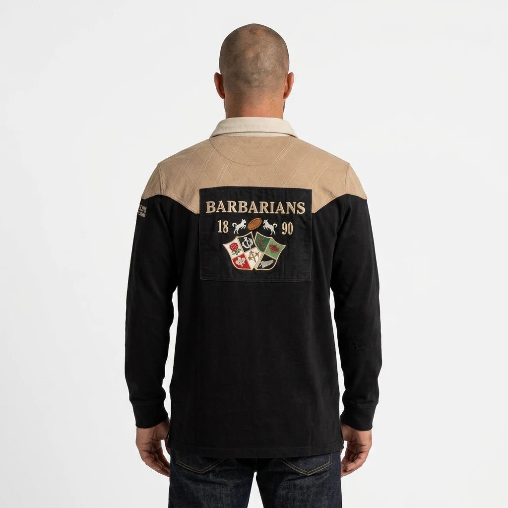 Polo scapulaire beige et noir Barbarians à manches longues