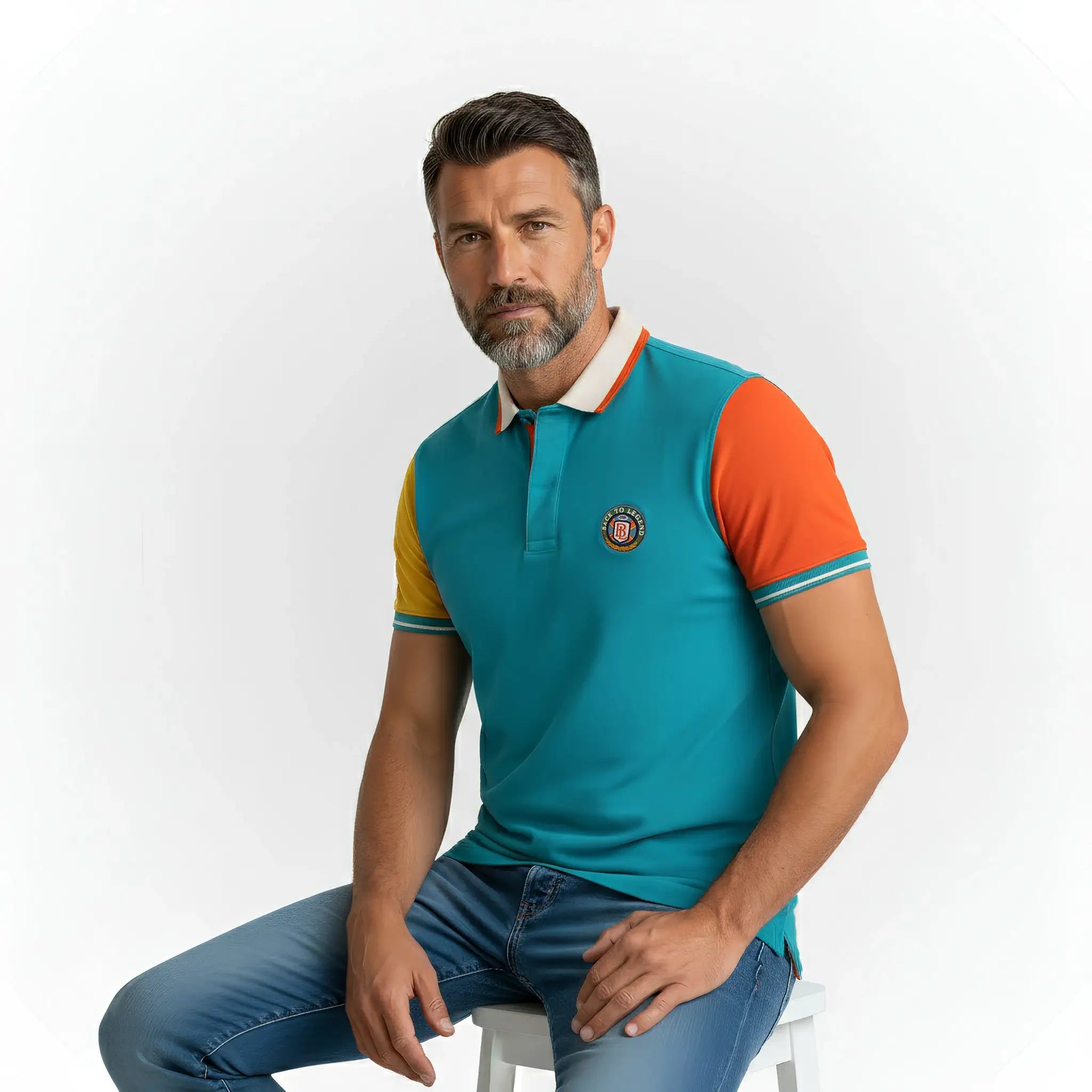 Polo multicolore n°9 toucher peau de pêche BACK TO LEGEND