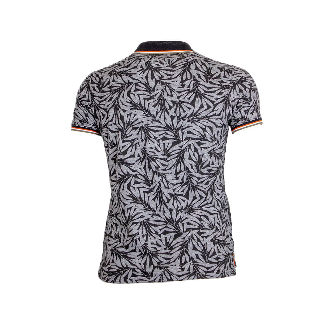 Polo noir imprimé feuilles tropicales Blacks Legend (Vue de dos)