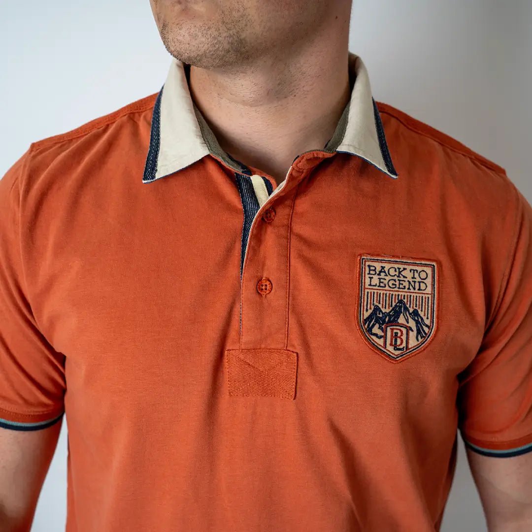 Polo orange col contrasté pour Homme - BACK to LEGEND (zoom poitrine)