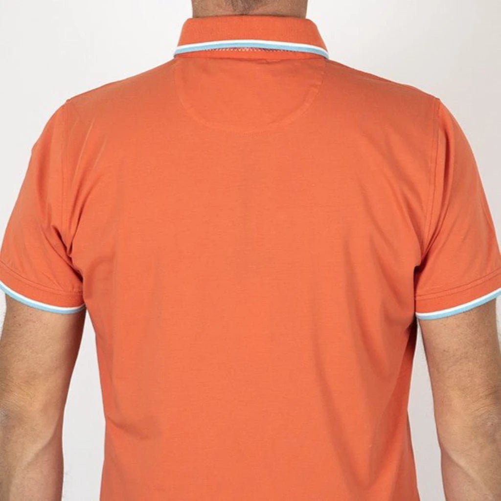 Polo homme orange col rayé et poche poitrine BACK to LEGEND (zoom dos)