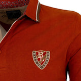 Polo orange à manches longues Passion for Historic Rugby (zoom poitrine)