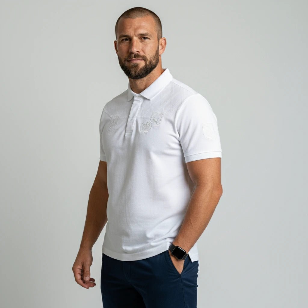 Polo scapulaire blanc Barbarians BACK to LEGEND
