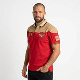 Polo scapulaire rouge et beige du XV Barbarians