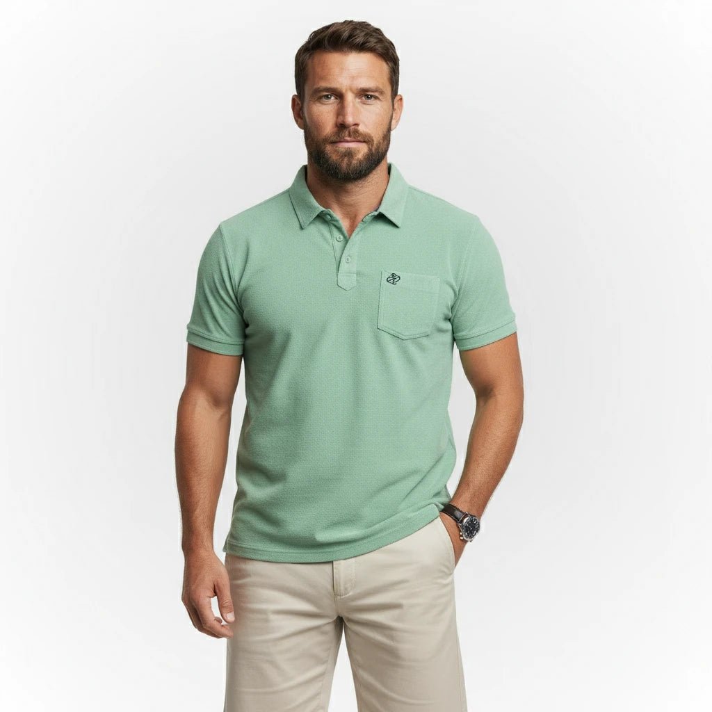 Polo vert cactus en tissu éponge pour homme BACK to LEGEND