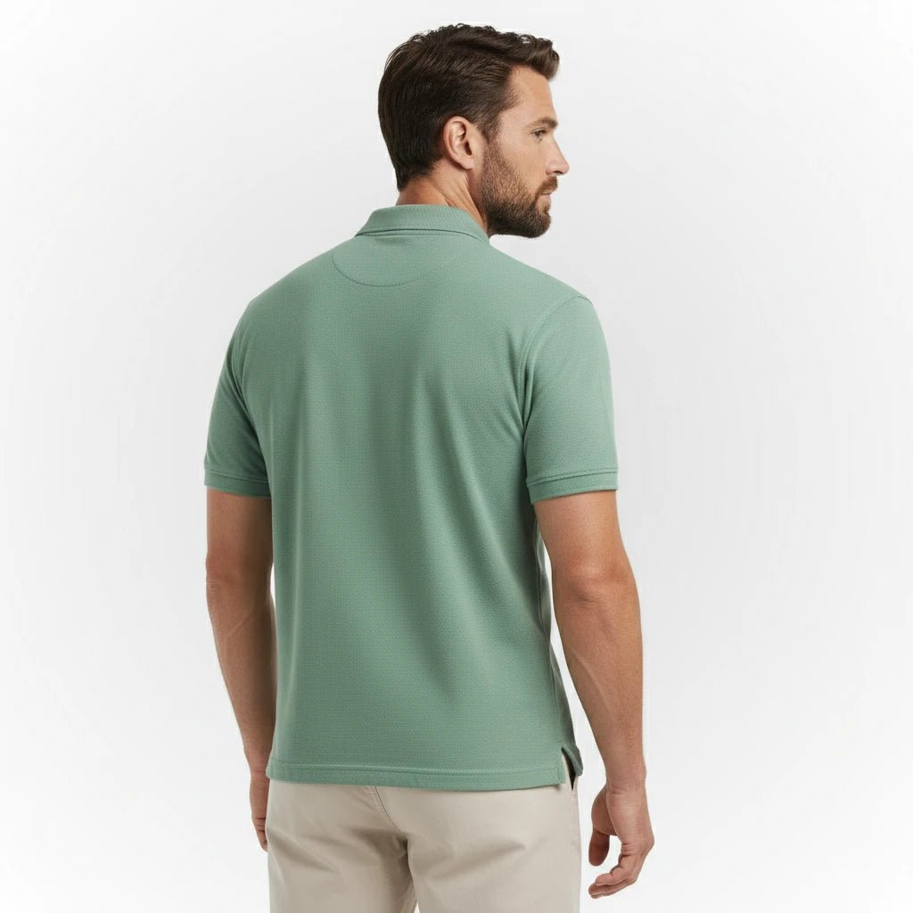 Polo vert cactus en tissu éponge pour homme BACK to LEGEND (vue de dos)
