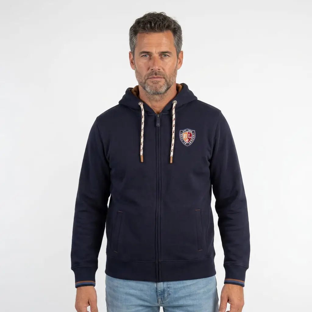Sweat à capuche bleu marine full zip pour homme BACK TO LEGEND