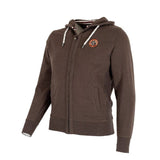 Sweat à capuche zippé marron (vue de 3/4 face)