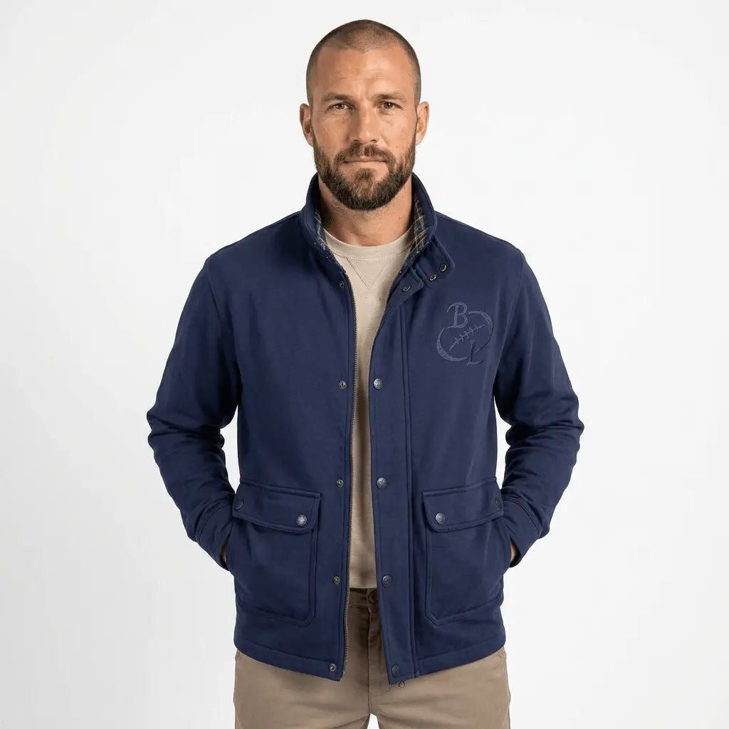 Sweat à poches zippé bleu marine pour homme BACK TO LEGEND