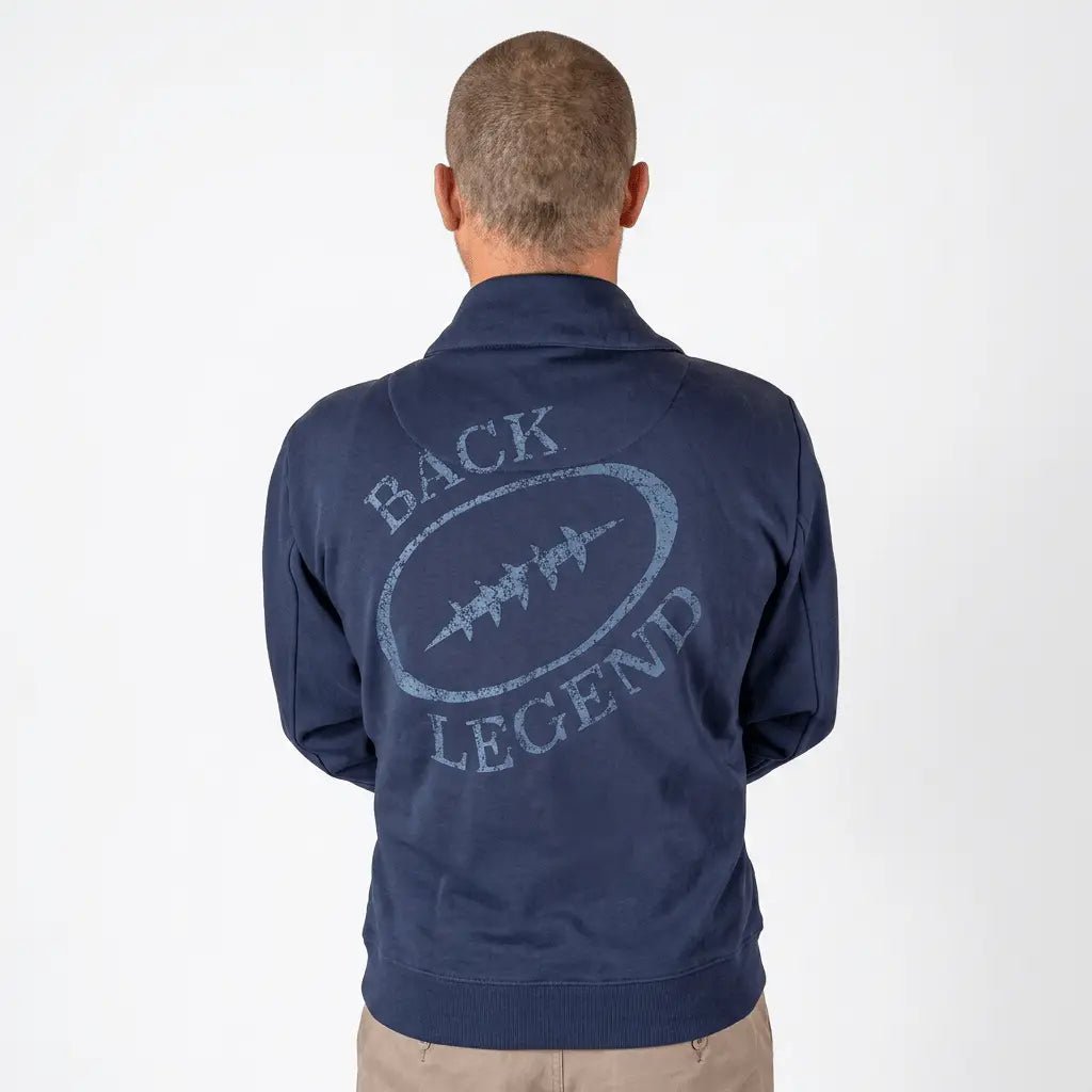Sweat à poches zippé bleu marine pour homme BACK TO LEGEND