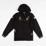 Sweat zippé noir à capuche Barbarians multi-nation BACK TO LEGEND (vêtement à plat de face)