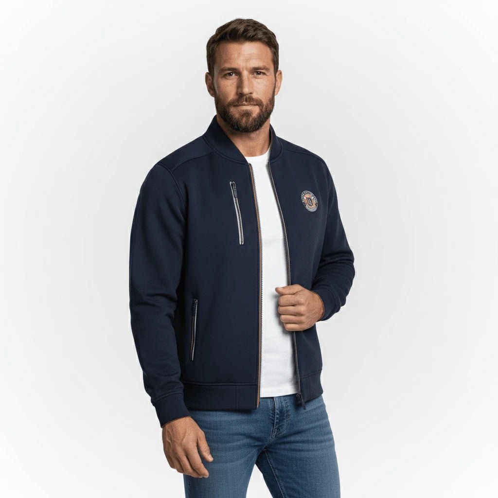 Sweat zippé bleu marine en néoprène BACK to LEGEND