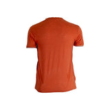 T-shirt homme orange col V en coton slub (vue de dos)