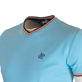 T-shirt Homme turquoise col V (zoom poitrine et col)