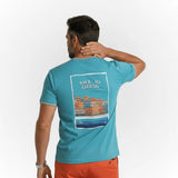 T-shirt bleu turquoise col V pour homme BACK to LEGEND