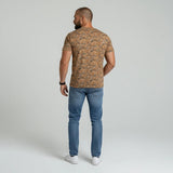 T-shirt floral beige col V pour homme BACK to LEGEND