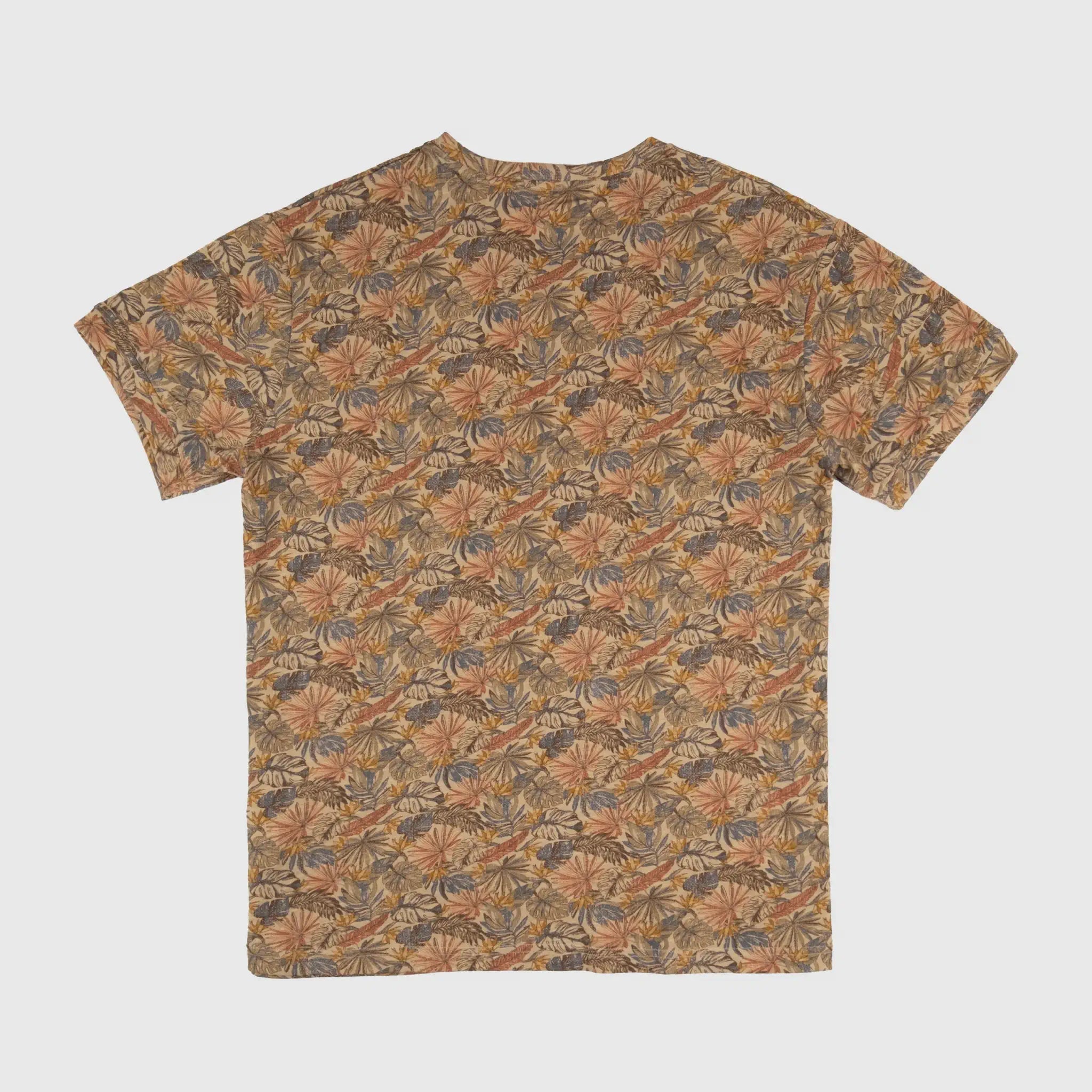 T-shirt floral beige col V pour homme BACK to LEGEND (vêtement à plat de dos)