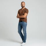 T-shirt maori marron pour homme col V BACK TO LEGEND