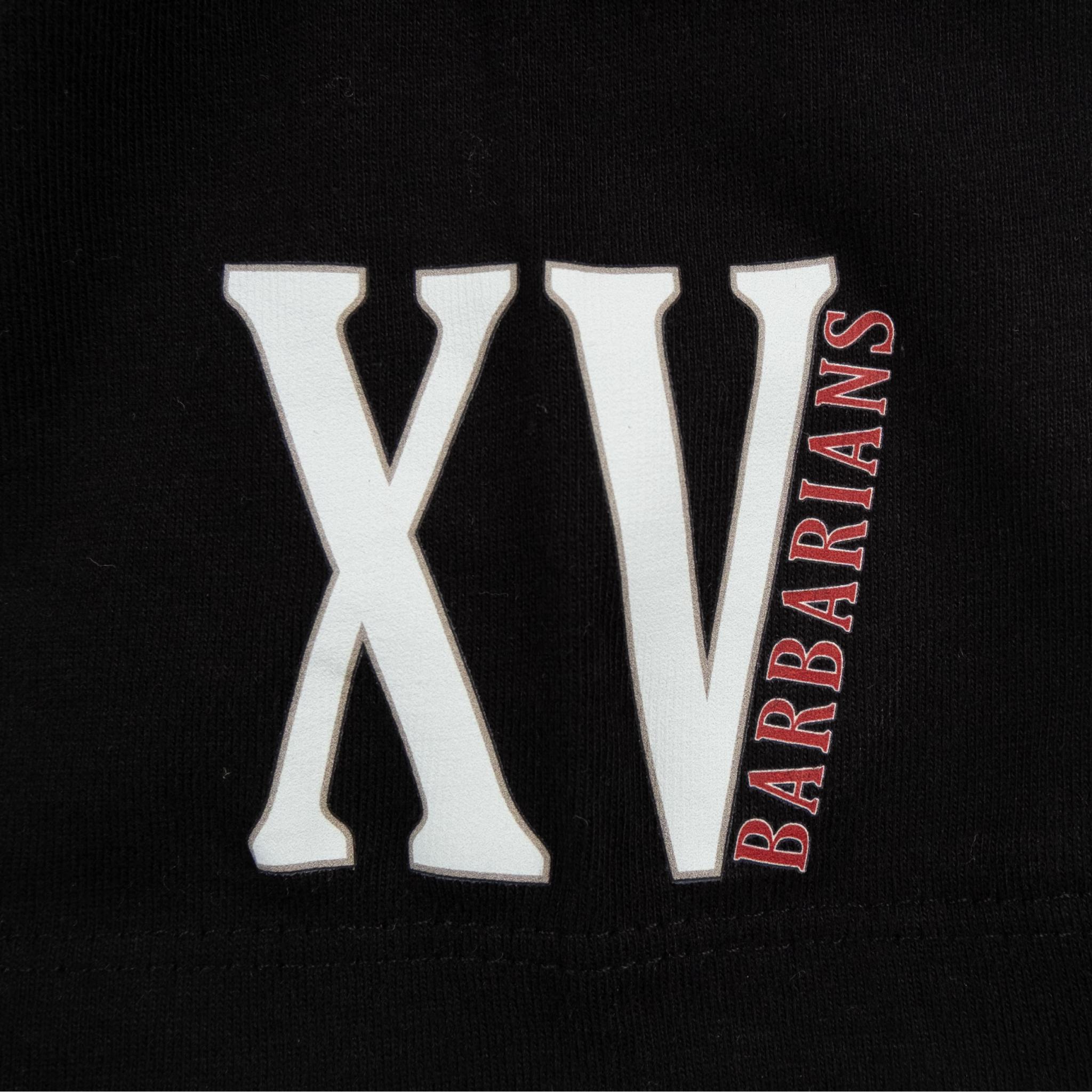 T-shirt manches courtes XV Barbarians noir pour homme BACK TO LEGEND (zoom inscription n°15 sur l'épaule)