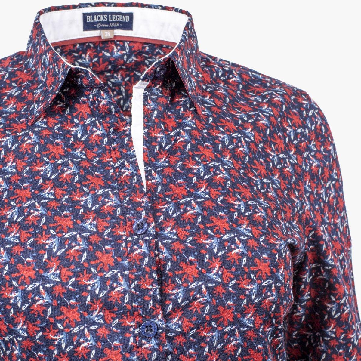 Chemise femme bleue à fleurs et manches longues Blacks Legend