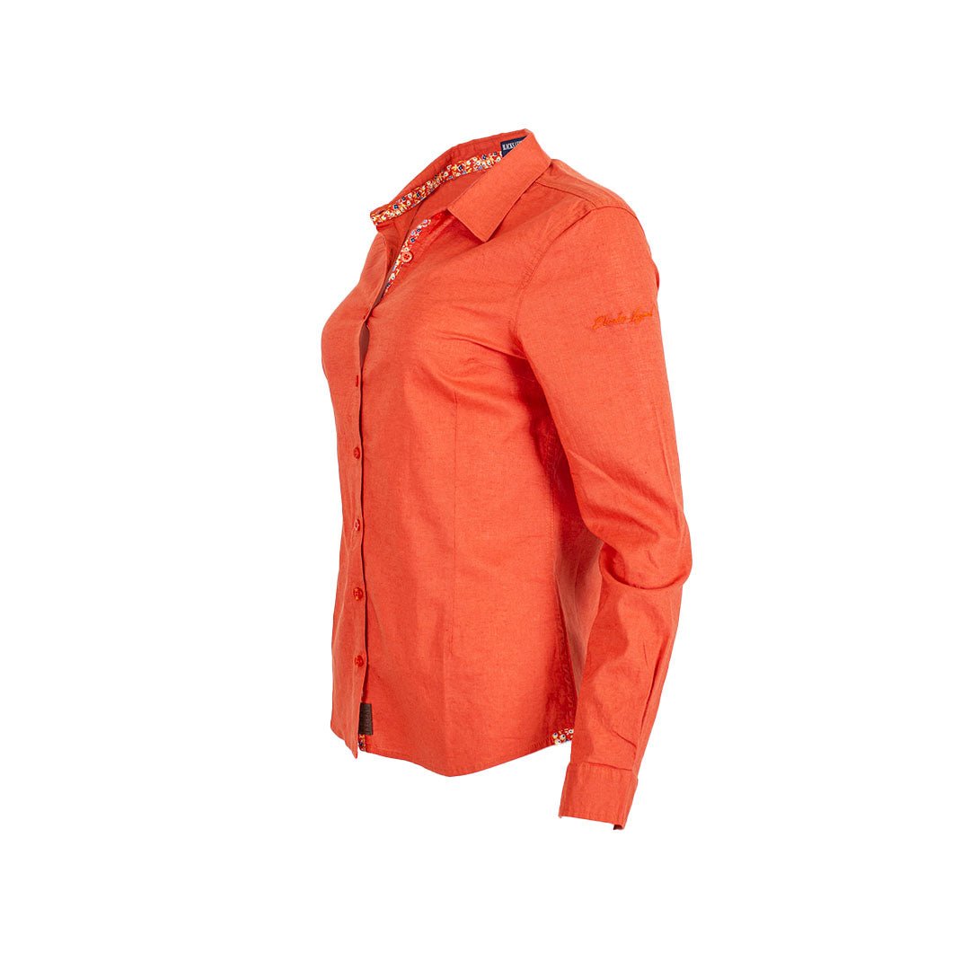 Chemise femme orange à manches longues en lin et coton Blacks Legend