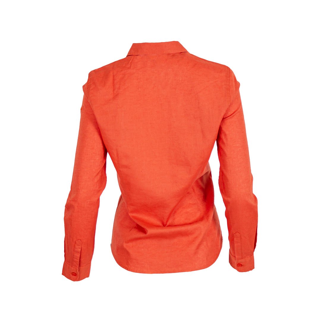 Chemise femme orange à manches longues en lin et coton Blacks Legend