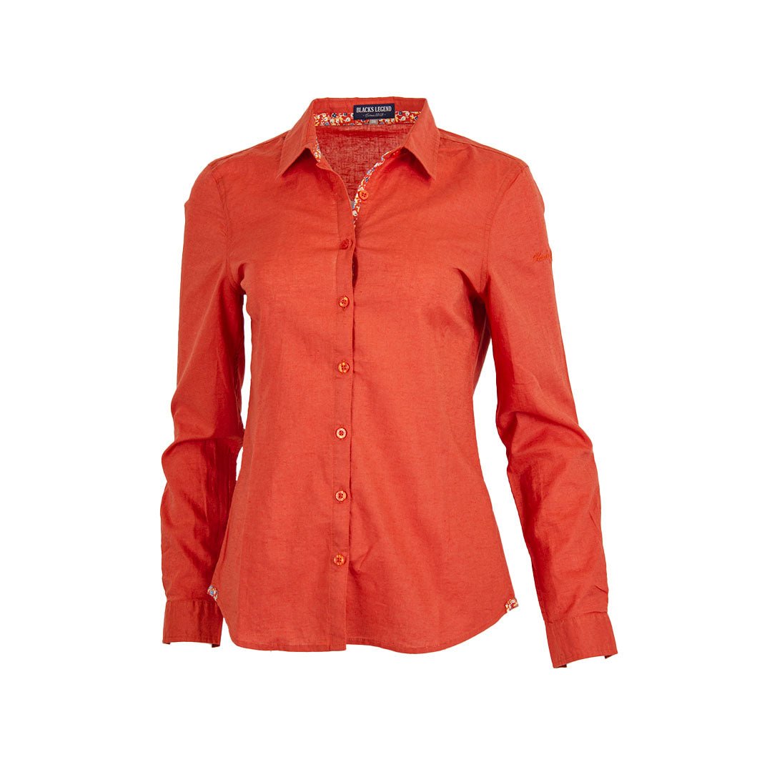 Chemise femme orange à manches longues en lin et coton Blacks Legend