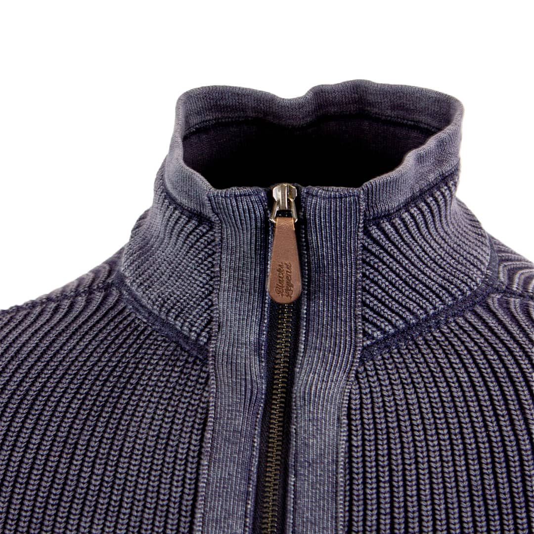 Gilet zippé bleu marine Blacks Legend (Zoom col et zip de fermeture)