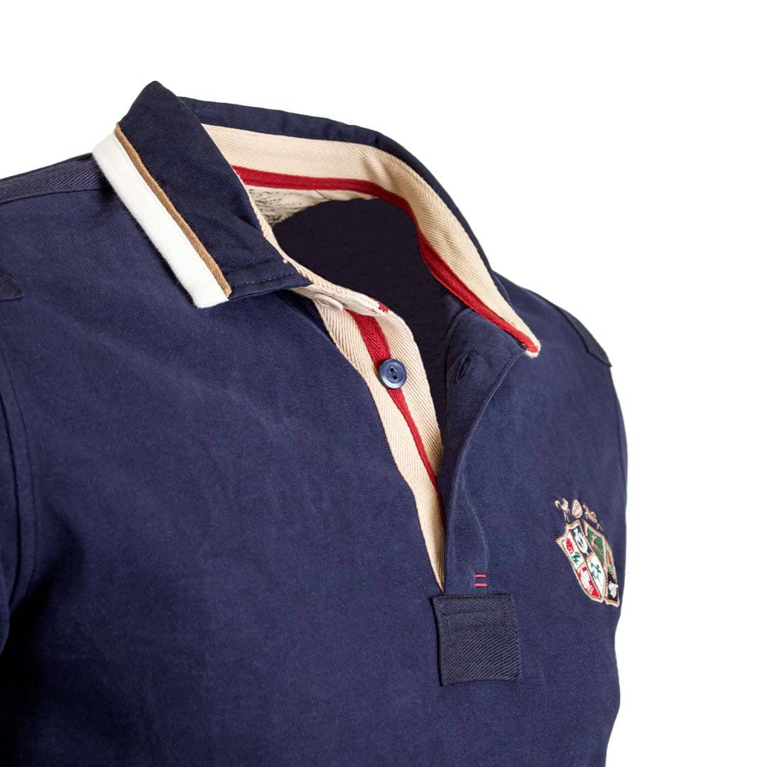 Polo à manches longues Barbarians bleu marine (Zoom boutonnière)