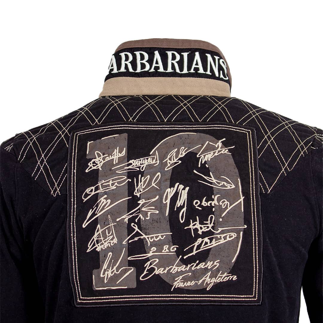 Polo noir Barbarians n°10 à manches longues Blacks Legend (Patch dorsal signé des joueurs)