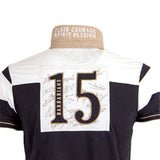 Polo noir et blanc Barbarians n°15 Blacks Legend (Patch dorsal signé des joueurs)